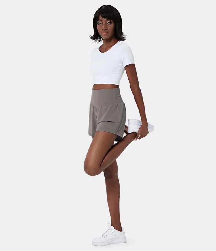 ✨️ 2025 Hot Sale 49% OFF 🥰 2-in-1 Yoga Shorts mit hoher Taille und Seitentaschen