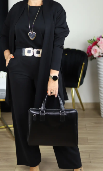 Elegantes 3-teiliges Set aus Longline-Cardigan, Top und Hose