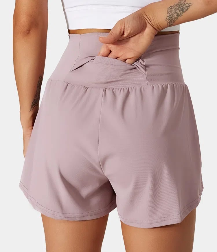 ✨️ 2025 Hot Sale 49% OFF 🥰 2-in-1 Yoga Shorts mit hoher Taille und Seitentaschen