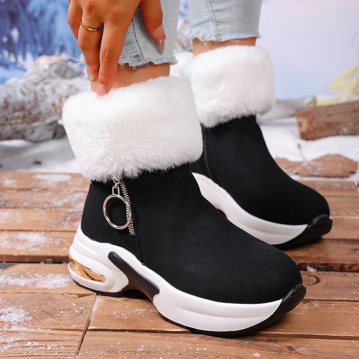 🔥Beliebtes Produkt !✨Plüschige, warme, höhenverstärkende Stiefeletten für Damen, ein Must-have für Herbst und Winter, modische, bequeme und vielseitige Schuhe🥰