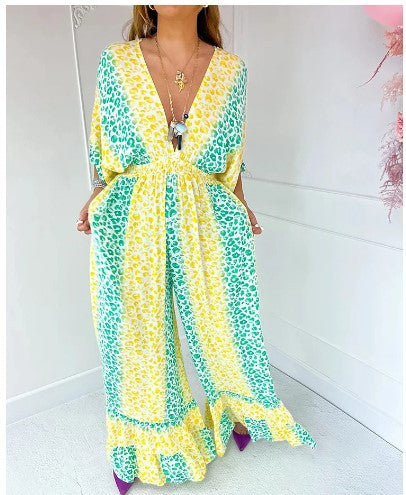 🔥Heiss – 49% Rabatt💃2024 NEUER STIL V-Ausschnitt Leopardenmuster Kleid💝