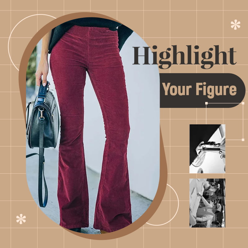 đ„âšHochtaillierte, schlanke Mikro-Cordhose mit elastischer Taille Lounge-Hose