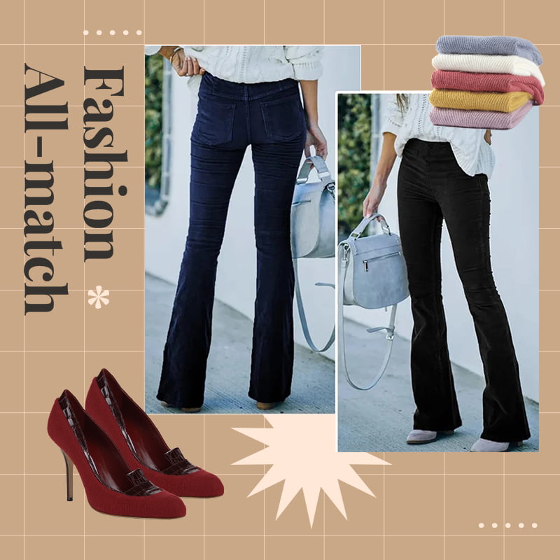 đ„âšHochtaillierte, schlanke Mikro-Cordhose mit elastischer Taille Lounge-Hose