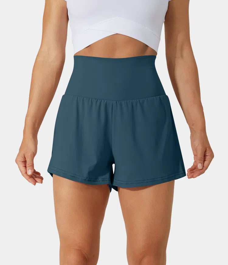 ✨️ 2025 Hot Sale 49% OFF 🥰 2-in-1 Yoga Shorts mit hoher Taille und Seitentaschen
