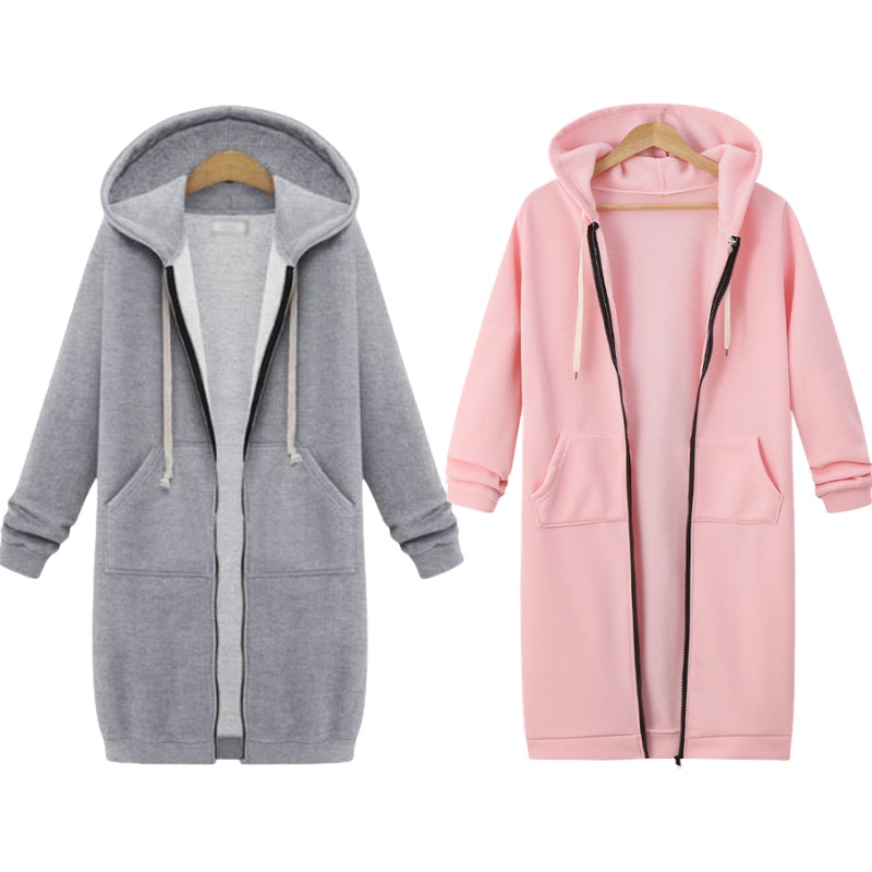 🔥✨Damen Fleece‑Kapuzenpullover mit Reißverschluss