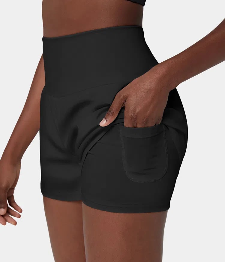 ✨️ 2025 Hot Sale 49% OFF 🥰 2-in-1 Yoga Shorts mit hoher Taille und Seitentaschen