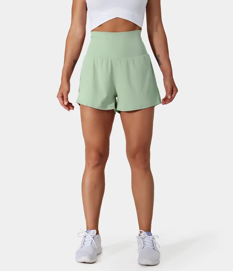 ✨️ 2025 Hot Sale 49% OFF 🥰 2-in-1 Yoga Shorts mit hoher Taille und Seitentaschen