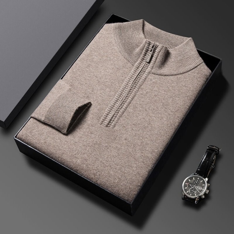 💥Thanksgiving Day Halbpreisverkauf💥Wollpullover mit halbem Rollkragen für Männer, Pullover mit Reißverschluss