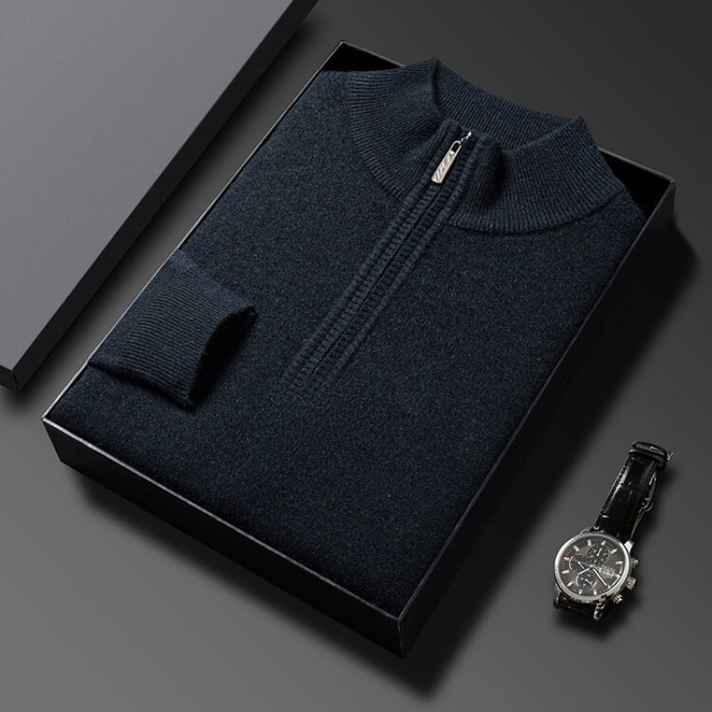💥Thanksgiving Day Halbpreisverkauf💥Wollpullover mit halbem Rollkragen für Männer, Pullover mit Reißverschluss