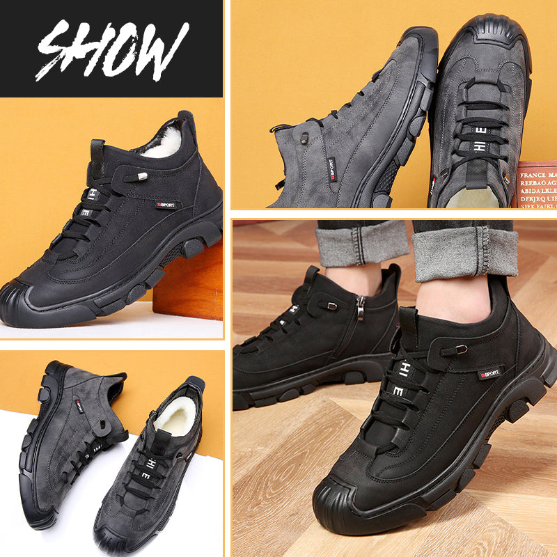 🔥 Winterschlussverkauf: UP TO 50% OFF! Echtes Leder Schafsfell Stiefel - Rutschfest, Warm & Langlebig für Männer ❄️