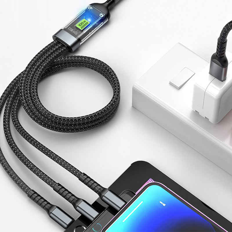 2 kaufen, 10% Rabattđ„3-in-1 100W Transparentes Schnellladekabel