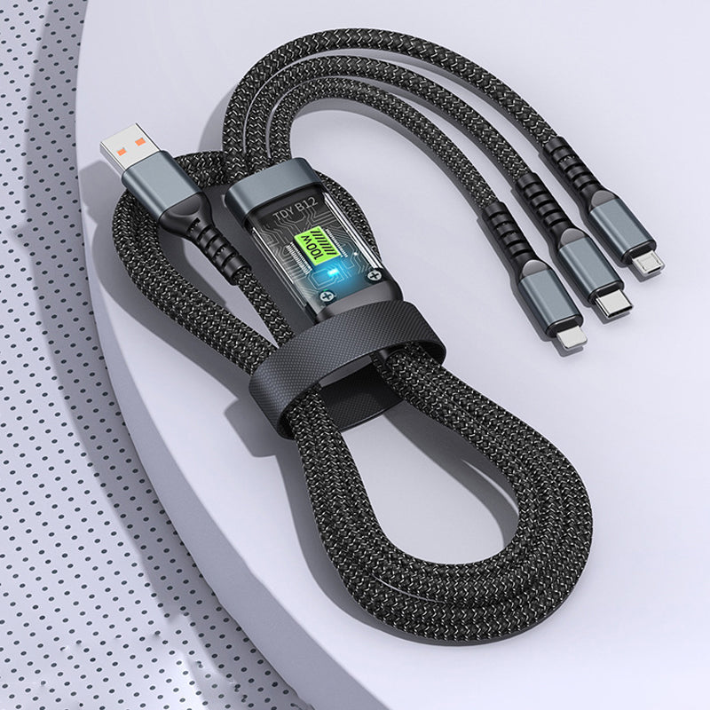 2 kaufen, 10% Rabattđ„3-in-1 100W Transparentes Schnellladekabel
