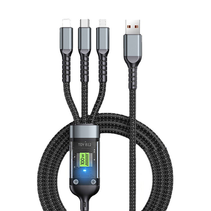 2 kaufen, 10% Rabattđ„3-in-1 100W Transparentes Schnellladekabel
