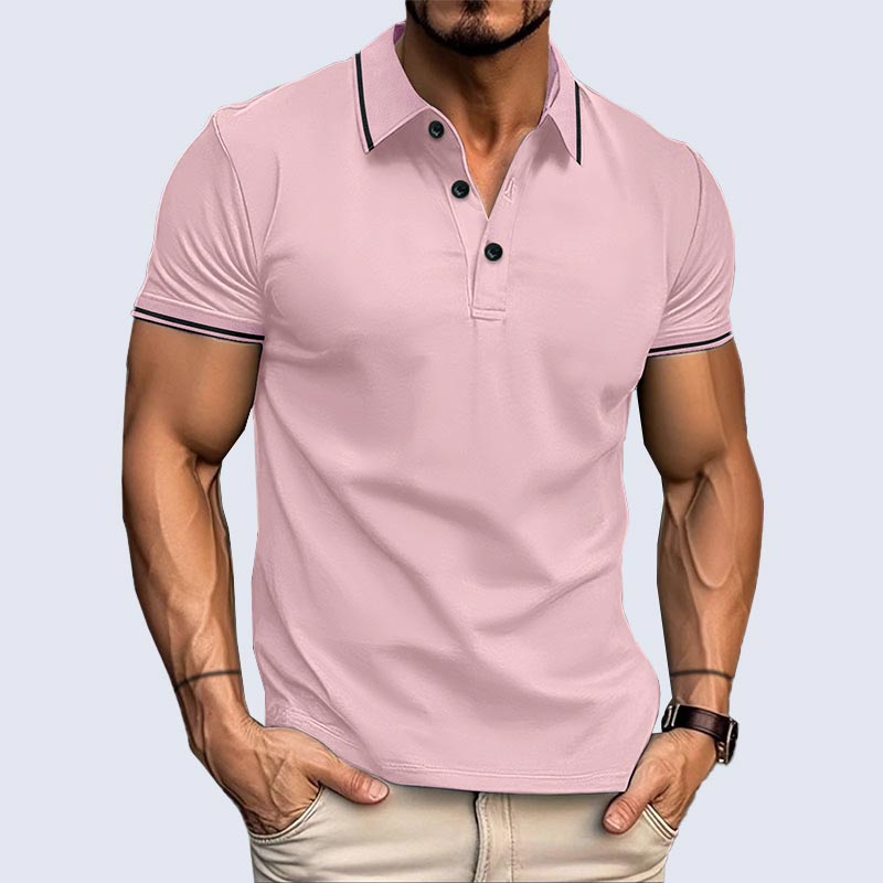 Lässiges T-Shirt für Herren mit Revers, kurzen Ärmeln und V-Ausschnitt