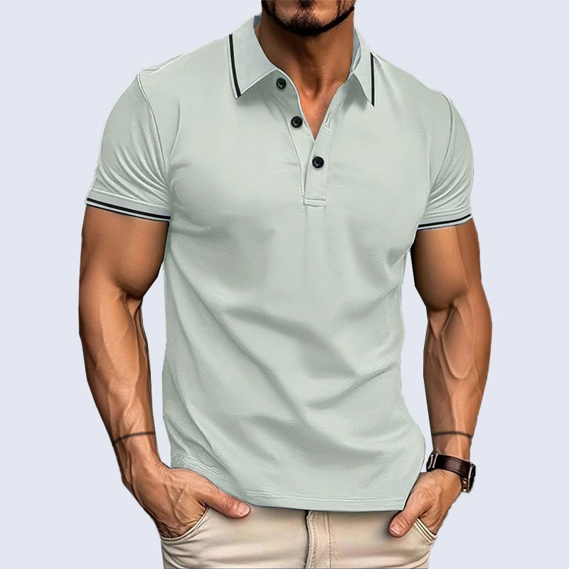 Lässiges T-Shirt für Herren mit Revers, kurzen Ärmeln und V-Ausschnitt