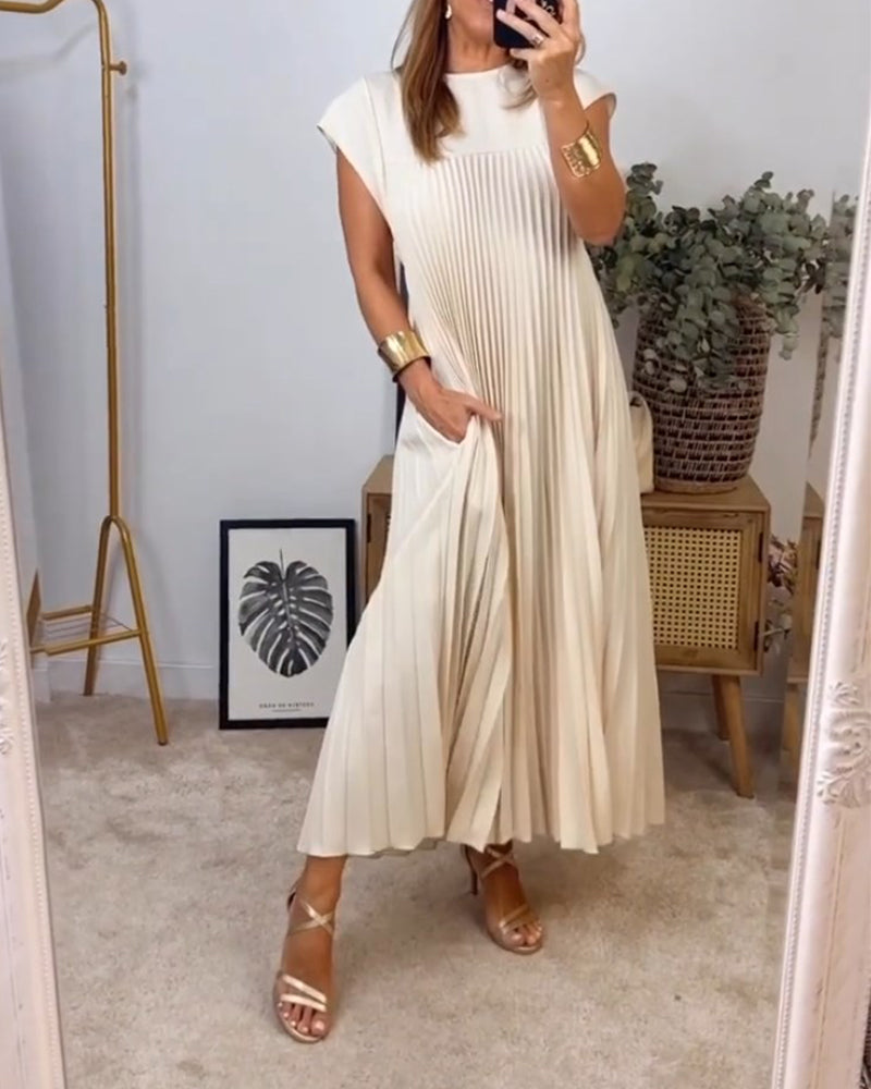 Ärmelloses einfaches elegantes plissiertes Kleid