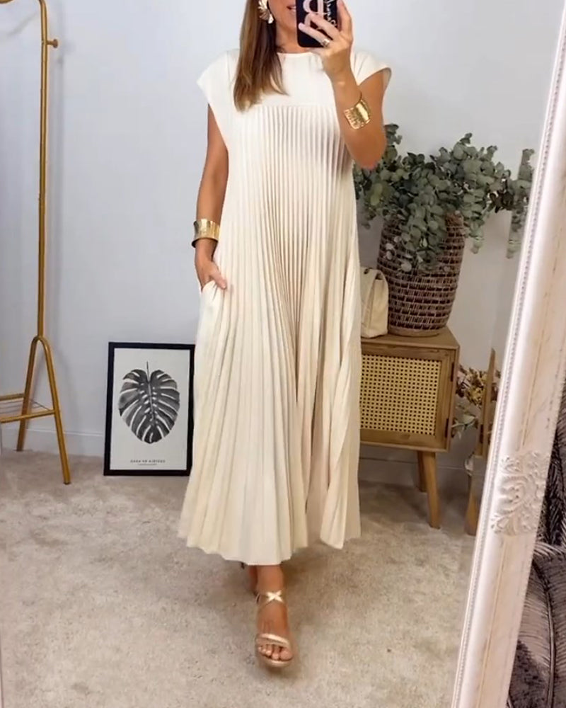 Ärmelloses einfaches elegantes plissiertes Kleid
