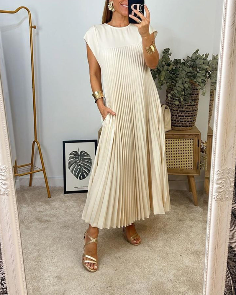 Ärmelloses einfaches elegantes plissiertes Kleid