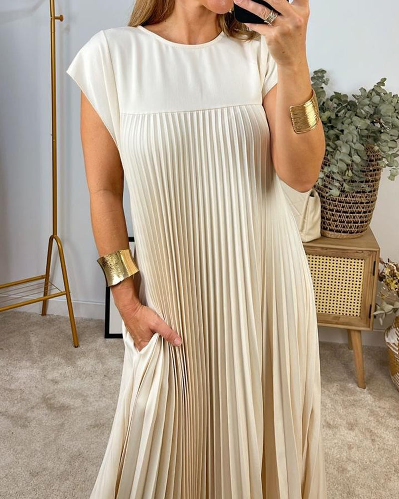 Ärmelloses einfaches elegantes plissiertes Kleid