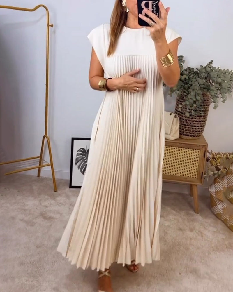 Ärmelloses einfaches elegantes plissiertes Kleid