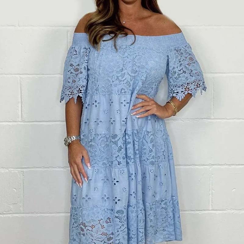 ✨2026 Neuer Verkauf✨💃Trägerloses Spitzenkleid mit hohlem Patchwork für Damen