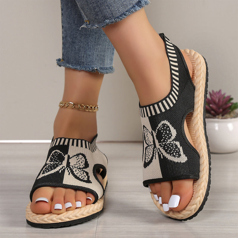 Flache Sandalen mit offenem Zehenbereich für Frauen aus Maschenware💗💗