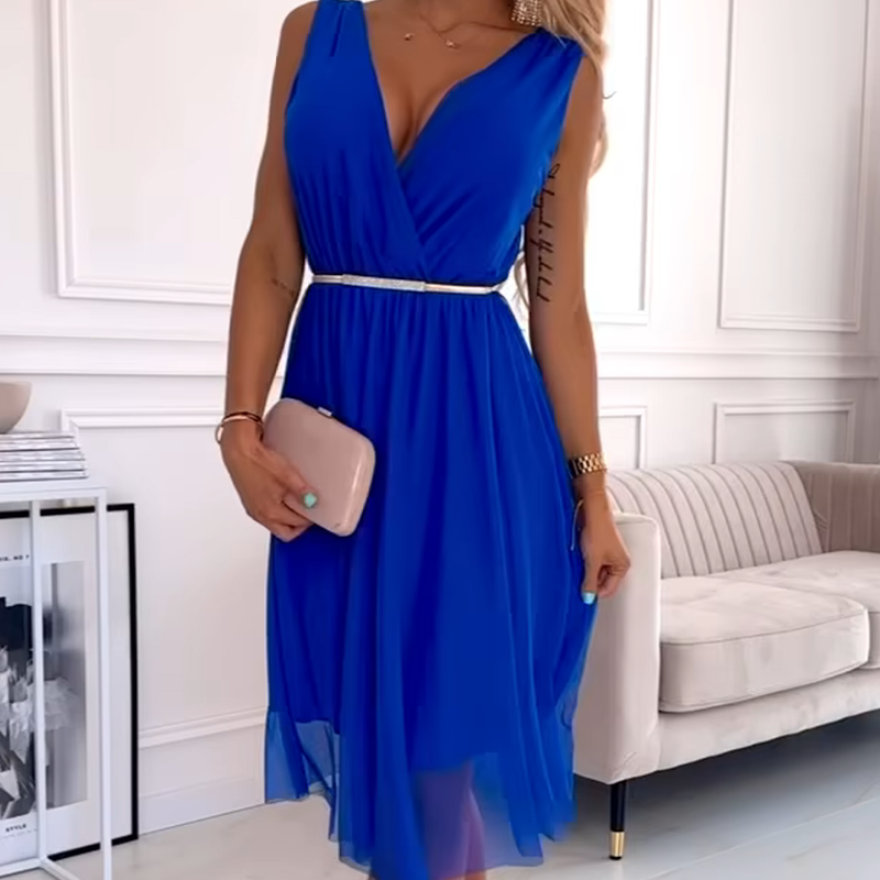 🏖️Sommer-Hot-Sale 49% Rabatt🌼💃V-Ausschnitt ärmelloses Chiffonkleid