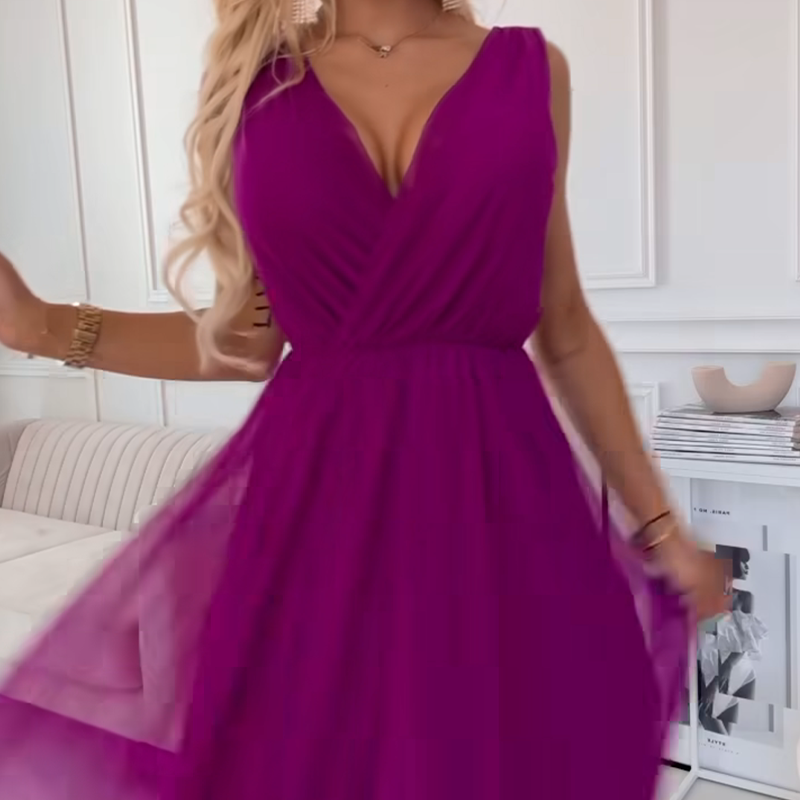 🏖️Sommer-Hot-Sale 49% Rabatt🌼💃V-Ausschnitt ärmelloses Chiffonkleid