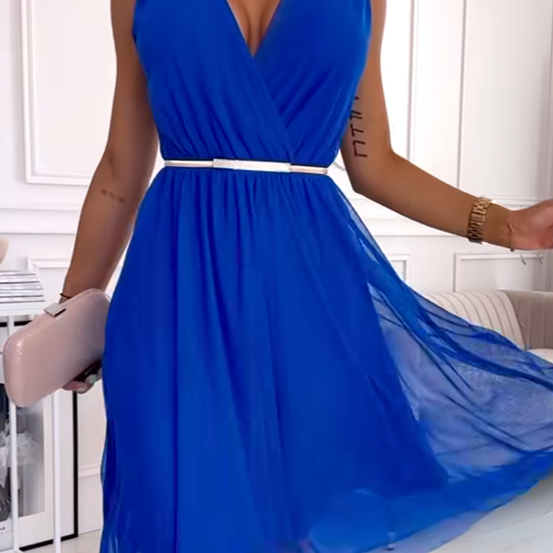 🏖️Sommer-Hot-Sale 49% Rabatt🌼💃V-Ausschnitt ärmelloses Chiffonkleid