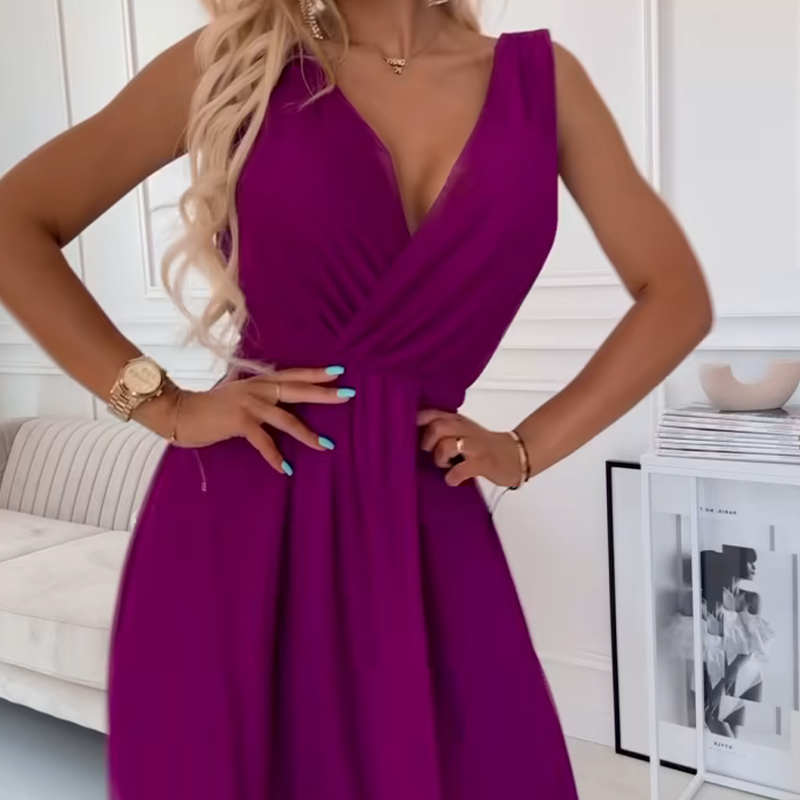 🏖️Sommer-Hot-Sale 49% Rabatt🌼💃V-Ausschnitt ärmelloses Chiffonkleid