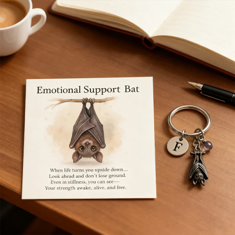 Emotional Support Bat Keychain with Message Card