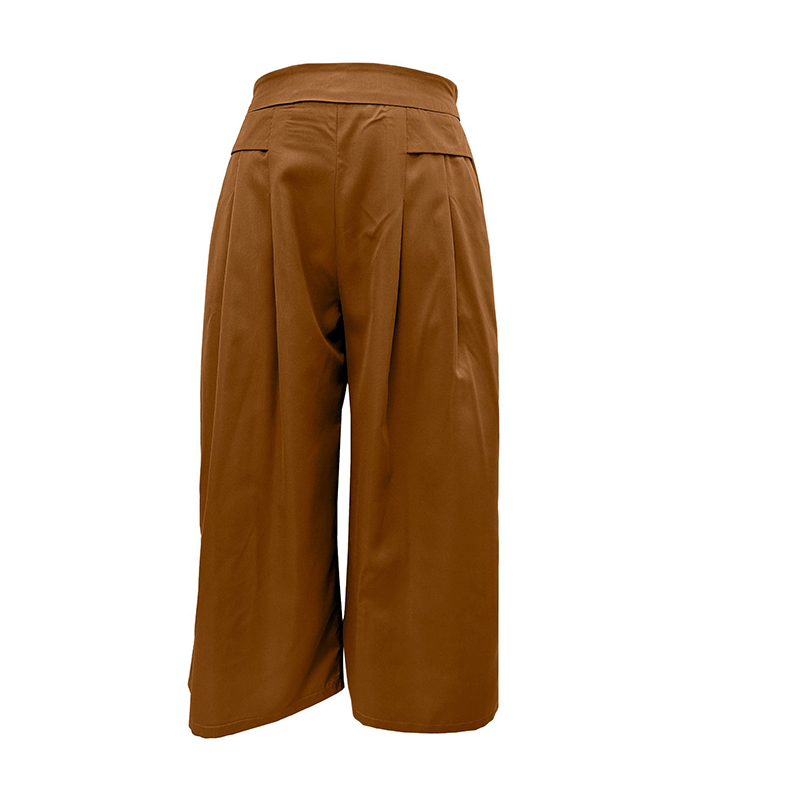 Damen-Culottes mit hohem Bund, Falten und weitem Bein