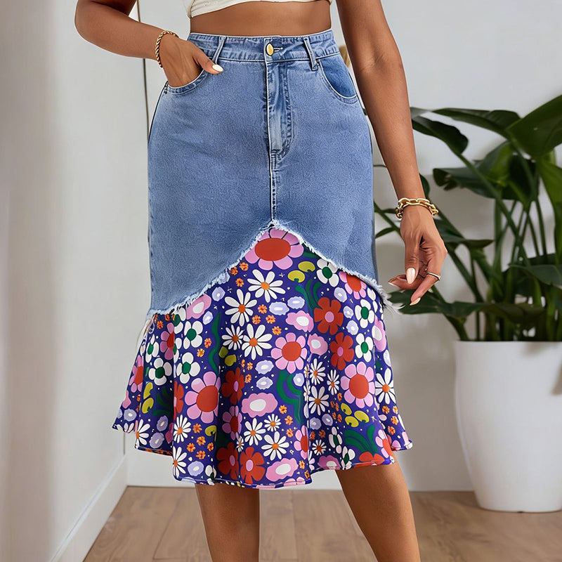 đ§ââïž Hochtaillierter Jeans-Meerjungfrauenrock fĂŒr Damen â figurbetonend & elegant