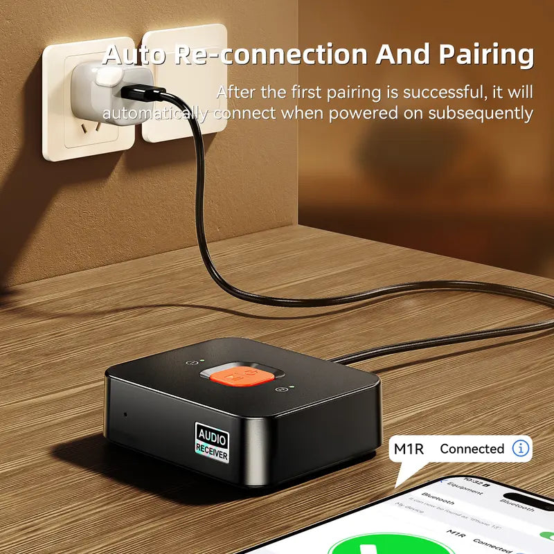 Bluetooth 6.0 Audio Receiver with RCA and AUX Outputs