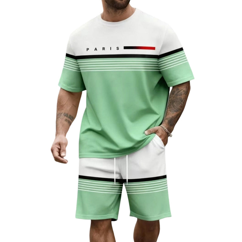 🚀 Neu eingetroffen – 50% Probierpreis! 🔥Zeitlich begrenztes Angebot – Kurzarm-Shorts-Set für Herren mit Buchstabenprint
