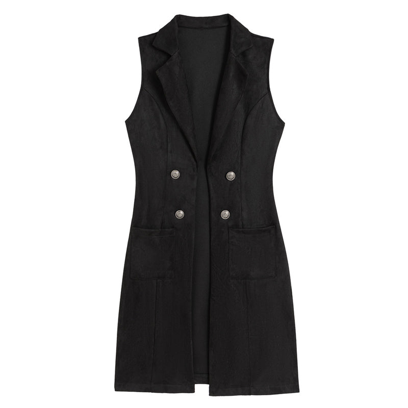 🧥🍁Neue Kollektion – 50 % Rabatt!🤎Schicke, ärmellose Longjacke für Damen mit offenem Vorderteil