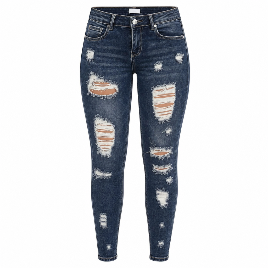 📢🎉50%Rabatt!!!🛍️✨Damen High Waist Ripped Skinny Jeans, Destroyed Dehnbare Denim-Hose