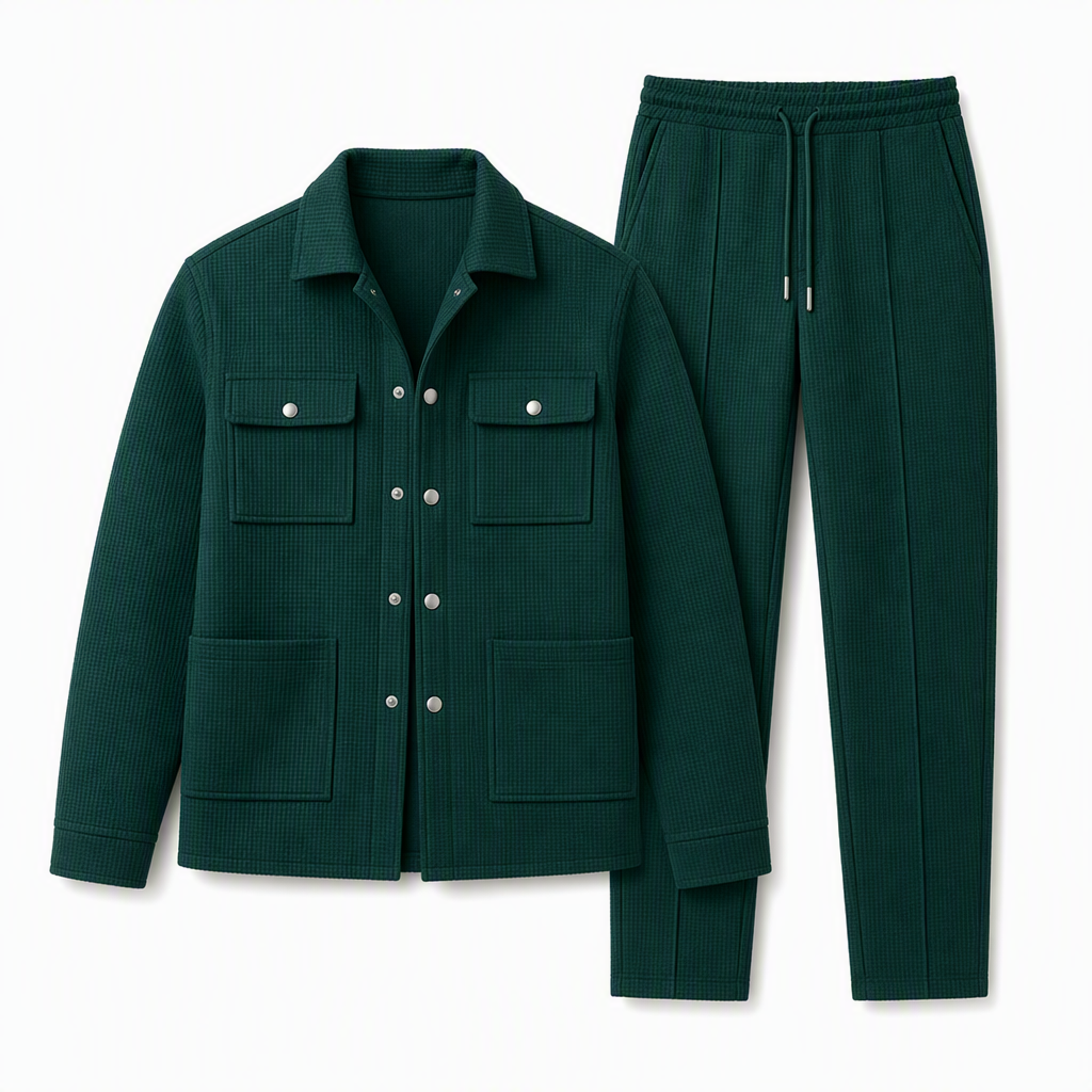 📢🎉50%Rabatt!!!🛍️✨Zweiteiliges Set aus legerer Waffelstrickjacke und passender Hose für Herren