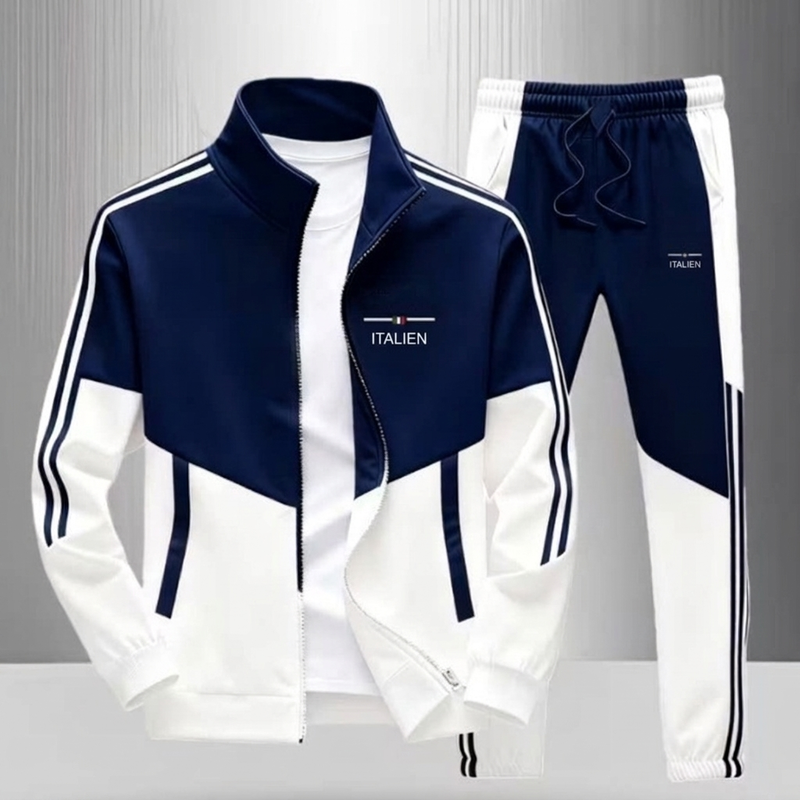 📢🎉50%Rabatt!!!🛍️✨Herren Farbblock-Reißverschlussjacke und Kordelhosen-Set