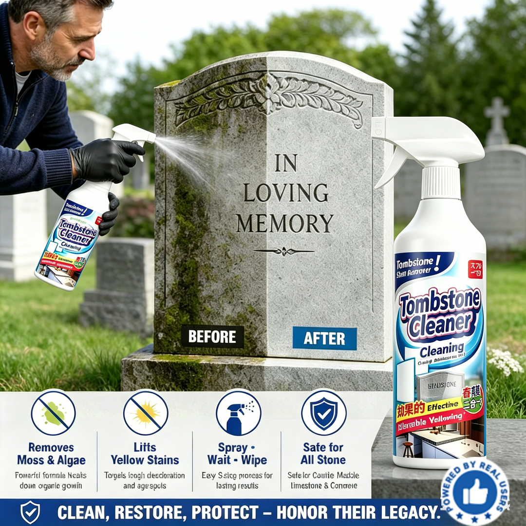 🔥Graveyard Moss Cleaner – Multifunktionales Fleckenentfernungsspray – entfernt professionell Moos und Schmutz von Grabsteinen, Steinreiniger
