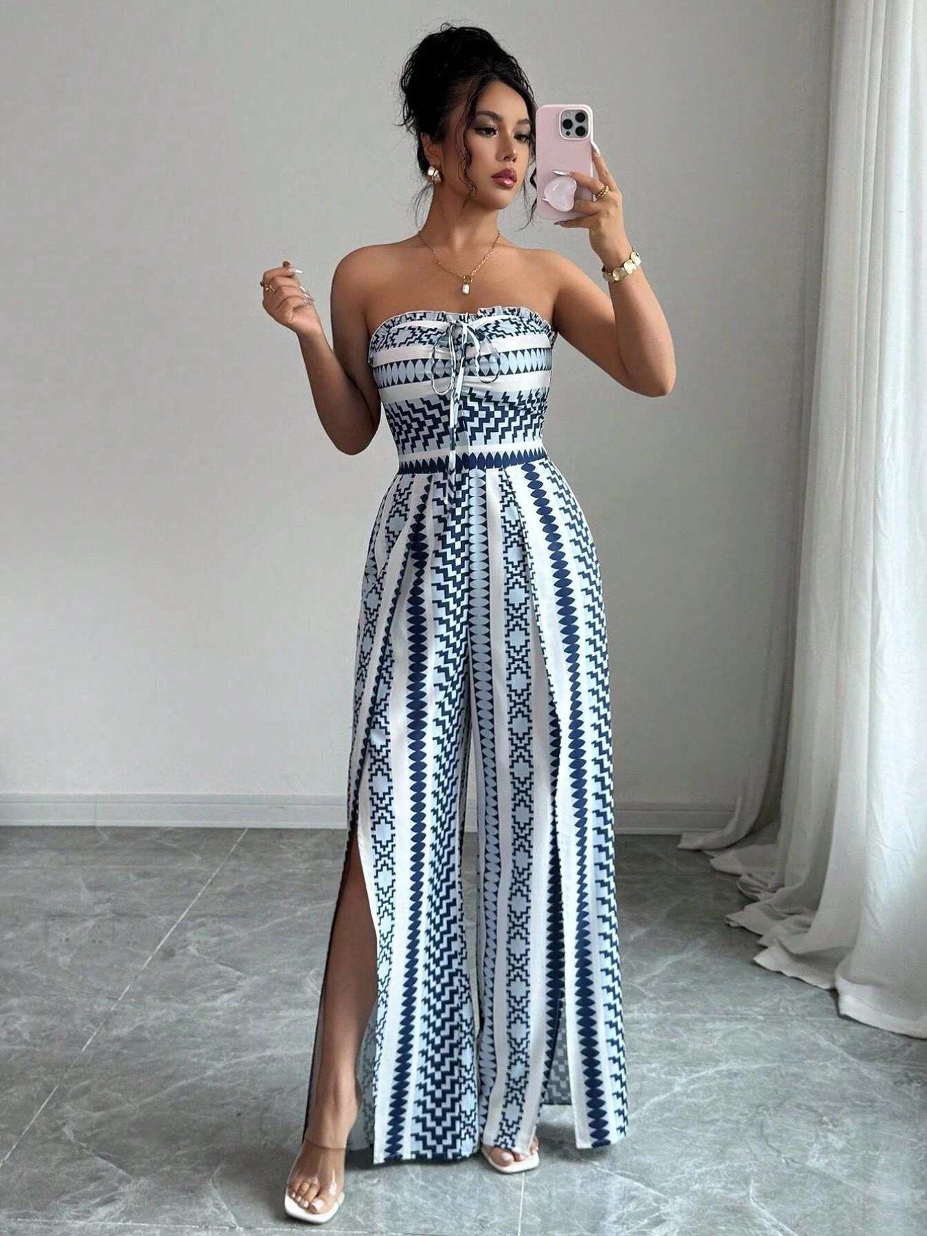 👗 60% RABATT! ✨ Damen Jumpsuit schulterfrei floral im Boho-Stil – Eleganter Sommer-Overall mit Bardot-Ausschnitt – Fließend, leicht & perfekt für Festivals, Strand oder romantische Sommerabende 🌸