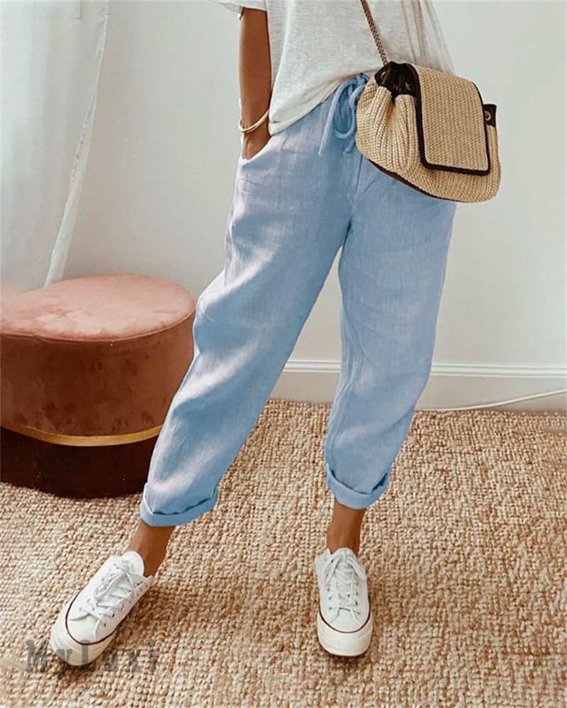 💕50% RABATT💕Lässige Baumwoll- und Leinenhosen für Damen