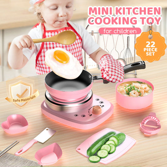 🔥 54% RABATT! 🎁👧🏻 Realistisches Mini-Kochset – Komplettes 22-teiliges Set mit Herd und Küchenutensilien für Kinder | Perfekt als Geschenk 🍳👨‍🍳