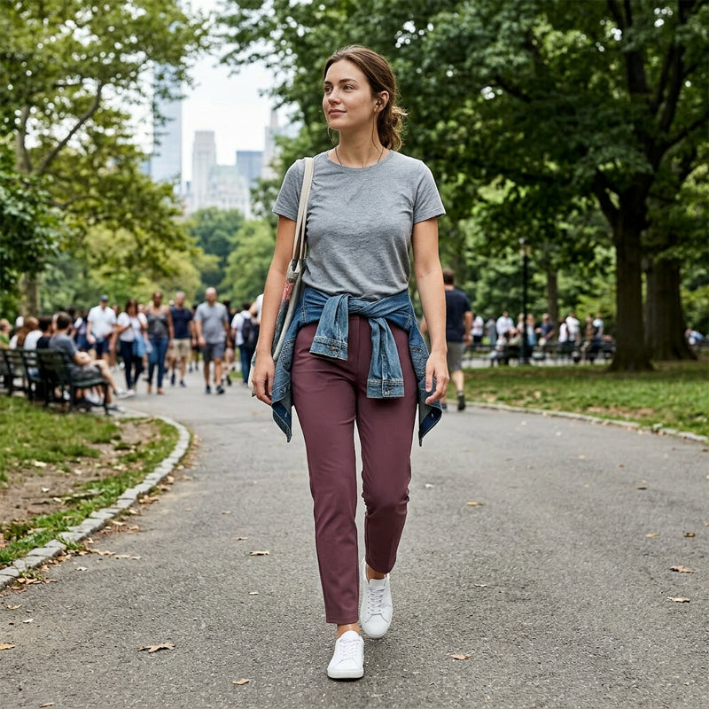⏰Nur noch heute 50% Rabatt!🔥Damen High-Waist Stretch-Hose mit sicheren Reißverschluss-Taschen, figurschmeichelnder Cropped-Schnitt für Büro, Sport & Alltag ✨