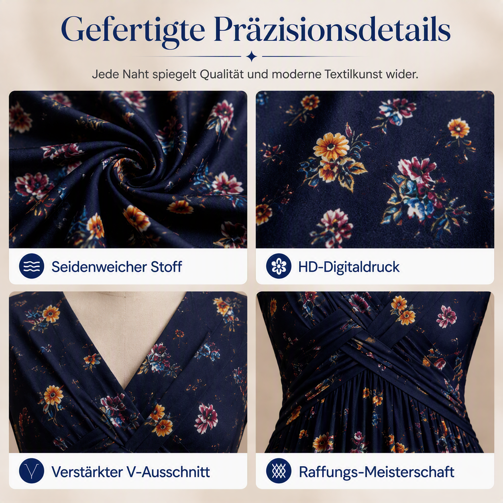 🌸 Blumiges Kleid mit V-Ausschnitt und Twist-Detail an der Taille – elegant und lässig für alle Anlässe