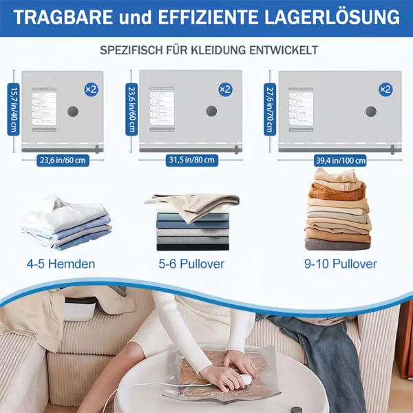 ⏳ Begrenzte Zeit – 50 % Rabatt! ✨🔥 USB-Elektro-Vakuum-Kompressionsbeutel ✨ Ein Set mit 6 Kompressionsbeuteln – Sparen Sie Platz und reisen Sie leicht!