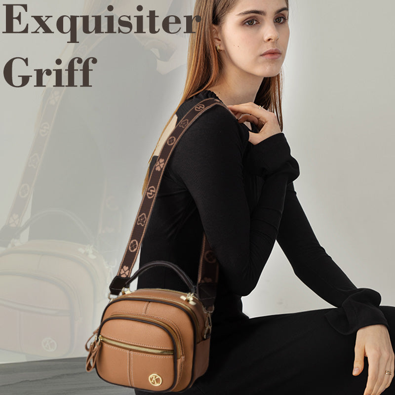 🎁Hot Sale 50% Rabatt⏳Klassische Multifunktionsfächer Verstellbarer breiter Schultergurt PU Leder Crossbody Tasche