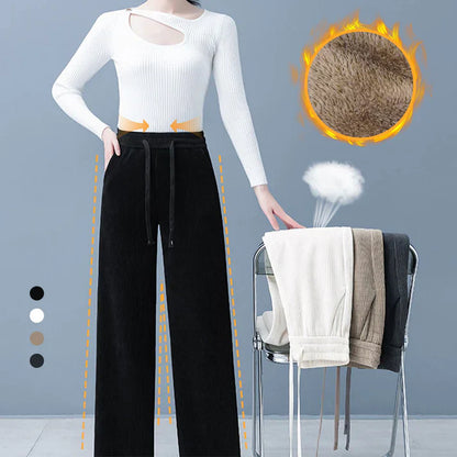 Gemütliche schicke Hose mit weitem Bein und Kordelzug