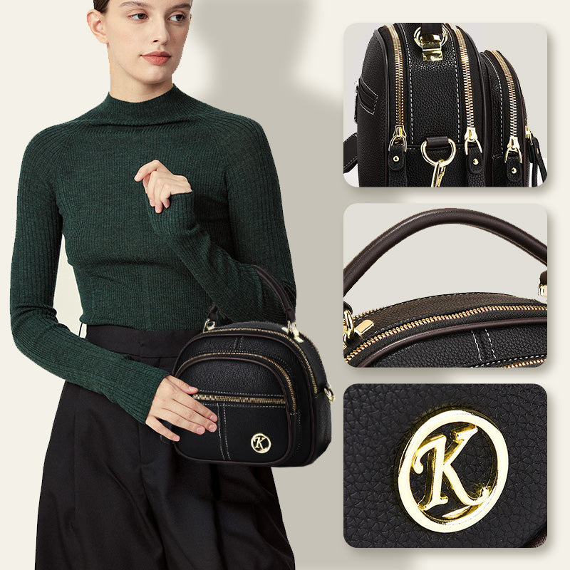 🎁Hot Sale 50% Rabatt⏳Klassische Multifunktionsfächer Verstellbarer breiter Schultergurt PU Leder Crossbody Tasche