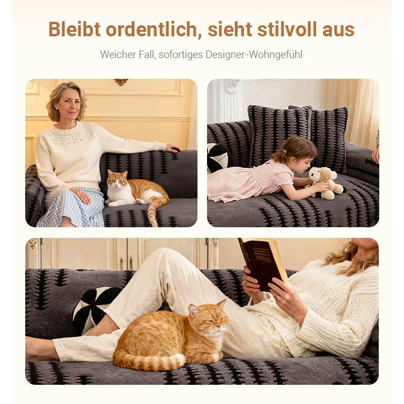 🛋️ 56% RABATT 2026! ✨ Plüsch Sofaüberwurf - Extra Dicke & Rutschfeste Decke mit Elastischen Kanten für Herbst und Winter 🍂❄️